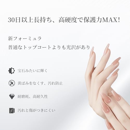 emigoro トップコート ジェル ぷっくり 最上級の艶 長持ち ノンワイプトップジェル 拭き取り不要 ジェルネイル トップコート 初心者&プロ用 15ml UV/LED対応