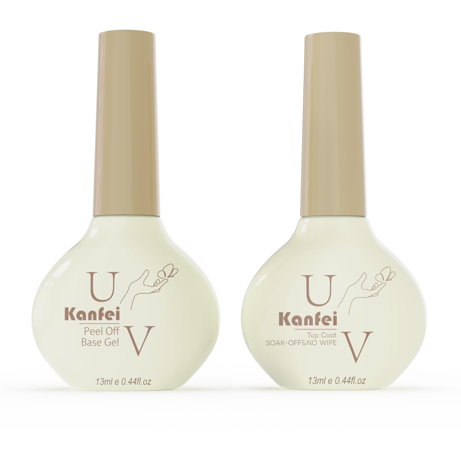 kanfei ジェルネイル トップコート ピールオフベースコート 26ml(トップジェルコート13ml×1本&剥がせるベースジェルコート13ml×1本) ノンワイプ 拭き取り不要 大容量 UV/LED対応