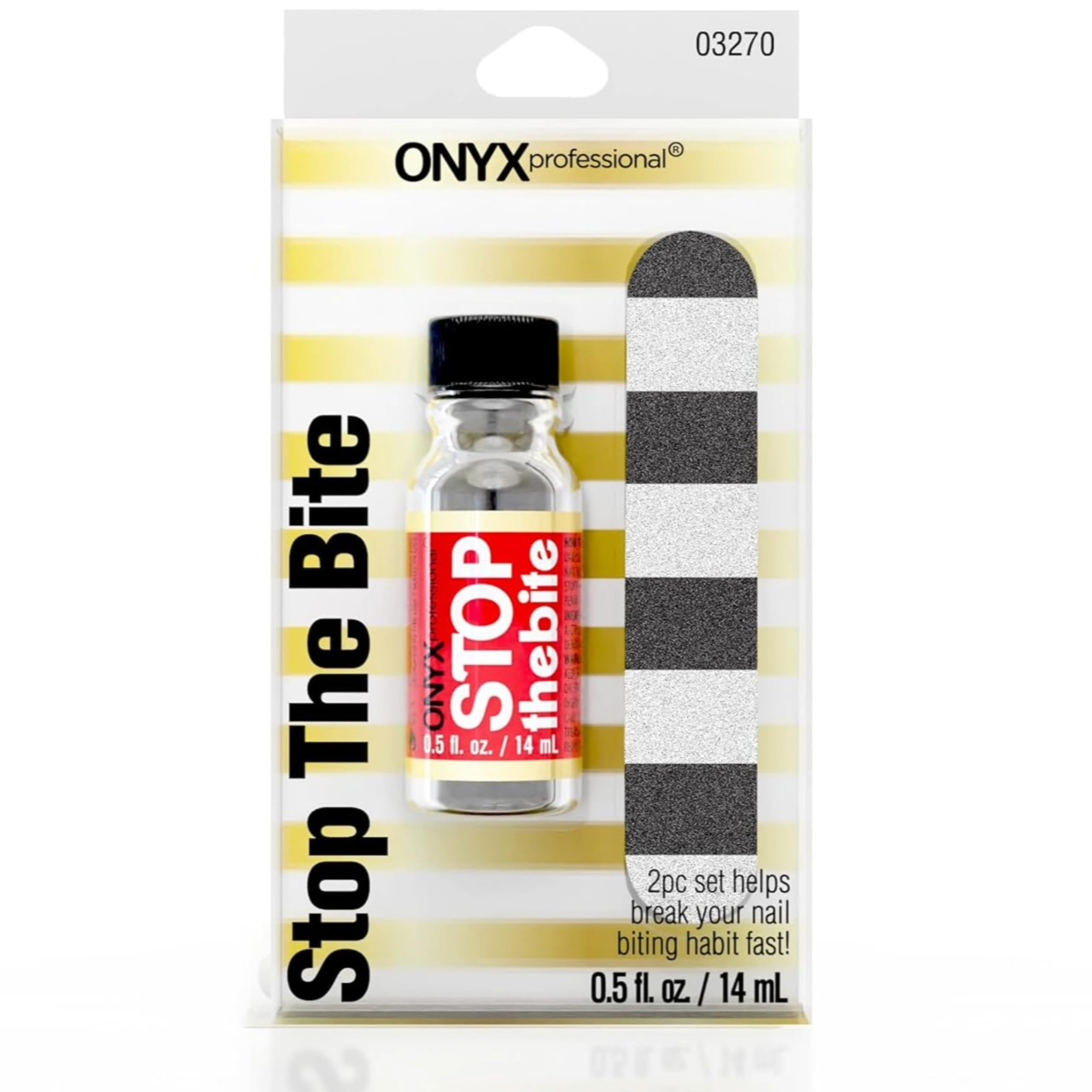Onyx Professional"Stop The Bite" Nail Biting & Thumb Sucking Deterrent Nail Polish 0.5 Fl Oz - Stimulates Nail Growth & Used As Top Or Base Coat